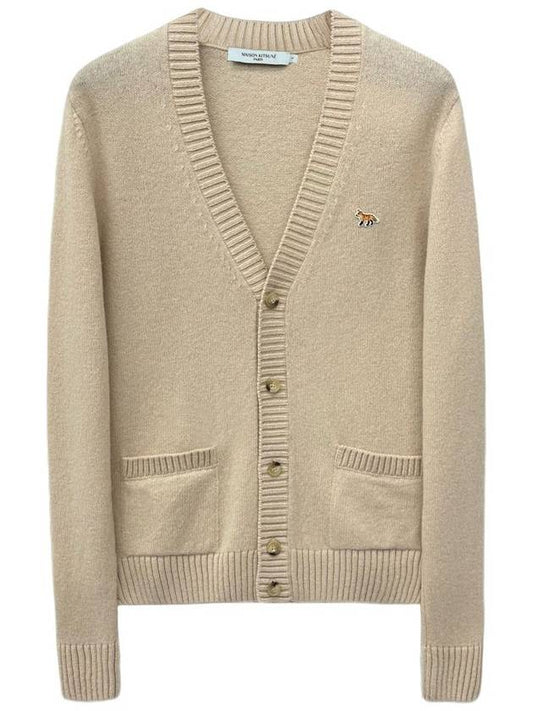 Baby Fox Patch Cosy Cardigan Beige - MAISON KITSUNE - BALAAN 2