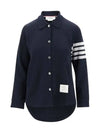 Double Face 4 Bar A-line Knit Long Sleeve Shirt Jacket Navy - THOM BROWNE - BALAAN 2