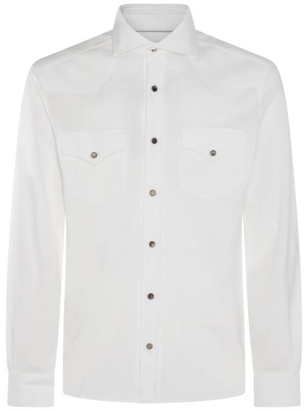 Cotton Long Sleeve Shirt White - BRUNELLO CUCINELLI - BALAAN 1