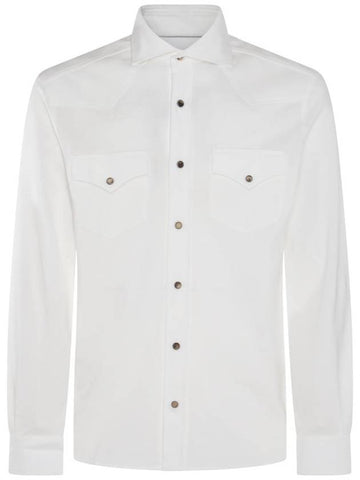 Cotton Long Sleeve Shirt White - BRUNELLO CUCINELLI - BALAAN 1