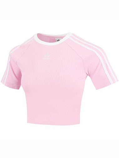 3 Stripe Baby Crop Short Sleeve T-Shirt Pink - ADIDAS - BALAAN 1