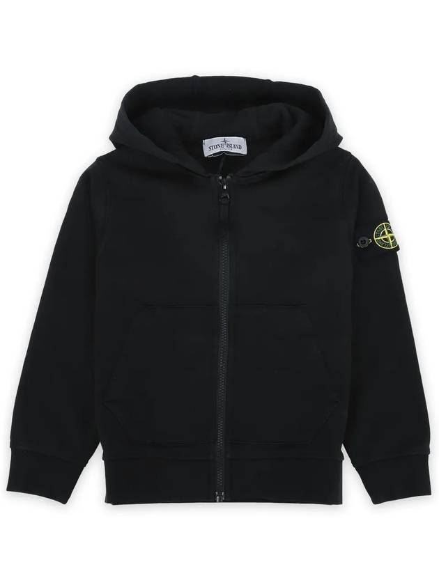 Kids Garment Dyed Heavy Weight Zip Up Hoodie Black - STONE ISLAND - BALAAN 4