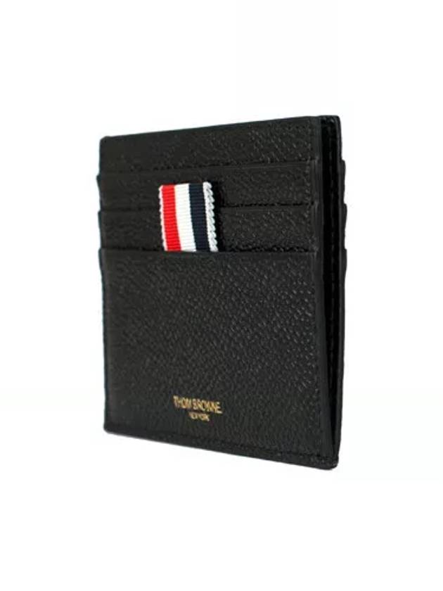 Pebble Grain Leather Stripe Note Compartment Card Wallet Black - THOM BROWNE - BALAAN 4