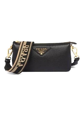 Leather Shoulder Bag Black - PRADA - BALAAN 1