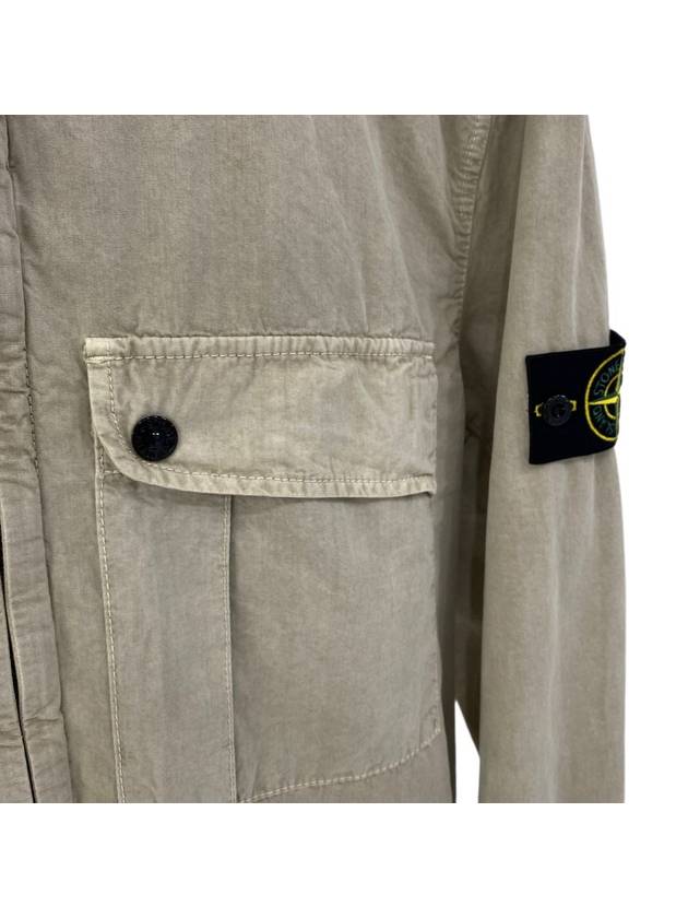 Old Treatment Garment Dyed Overshirt Jacket Beige - STONE ISLAND - BALAAN 5