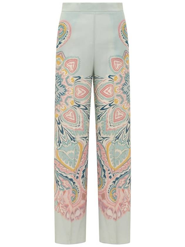 Women's Printed Silk Perlacho Straight Pants Light Blue - ETRO - BALAAN 2