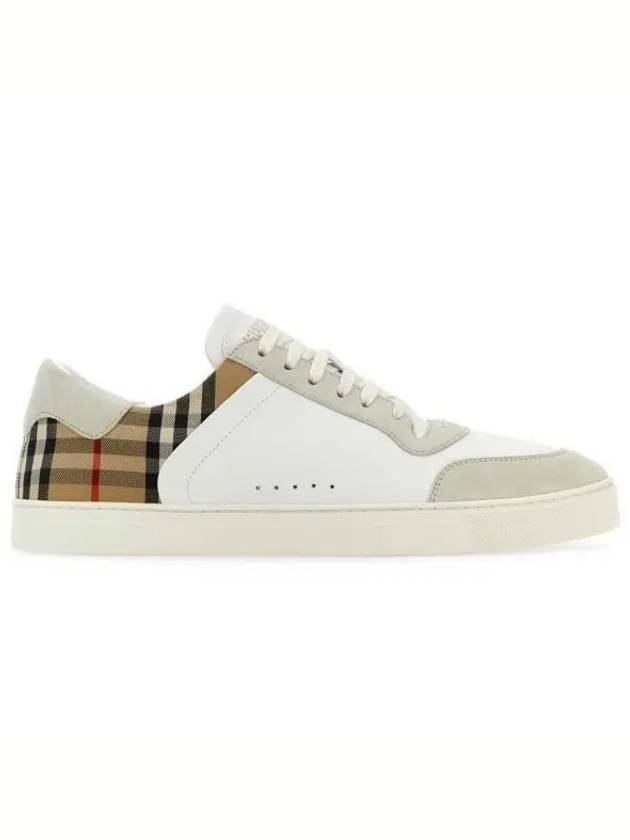 Check Leather Suede Sneakers Natural White Archive Beige - BURBERRY - BALAAN 2