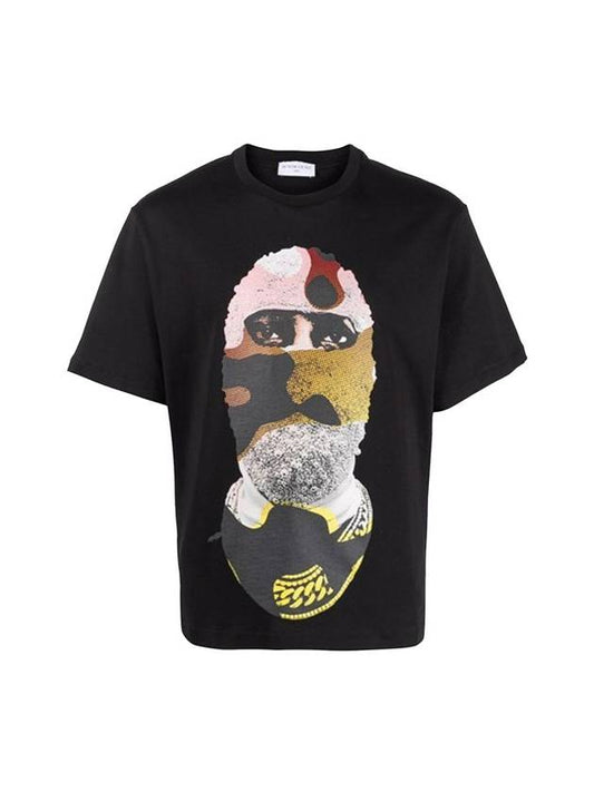 Graphic Printed Crew Neck Short Sleeve T-Shirt Black - IH NOM UH NIT - BALAAN 1