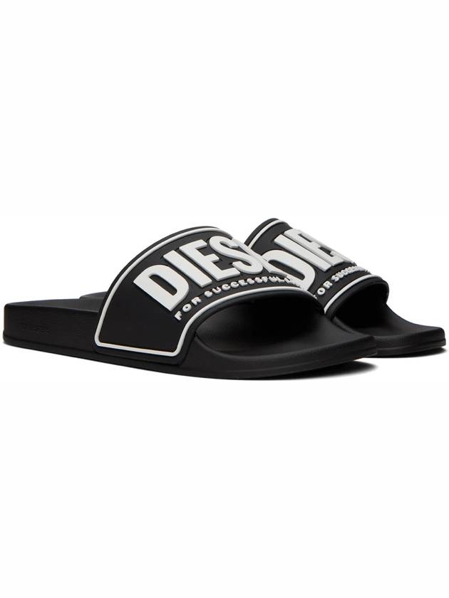 logo slippers black - DIESEL - BALAAN.