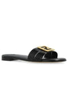 F Fold Leather Sandals Black - FENDI - BALAAN 2