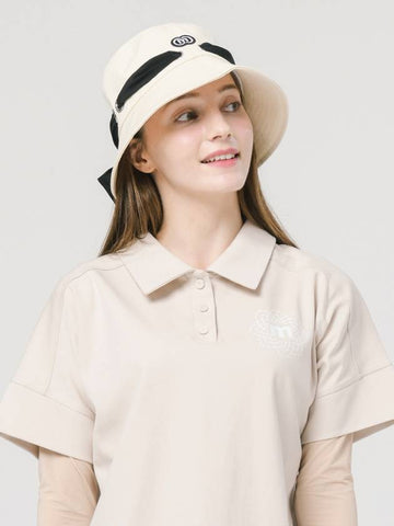 Scarf Ribbon Decoration Beige Bucket Hat DO9232AH75-1 - DOYOUKNOWMC GOLF WEAR - BALAAN 1