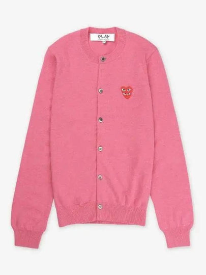 COMME DES GARCONS PLAY Double Red Heart Wappen Logo Cardigan Pink AXN0750514 - COMME DES GARCONS PLAY - BALAAN 2