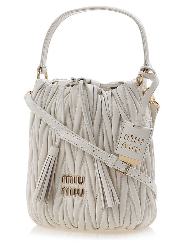 Matelasse Nappa Leather Bucket Bag White - MIU MIU - BALAAN 3