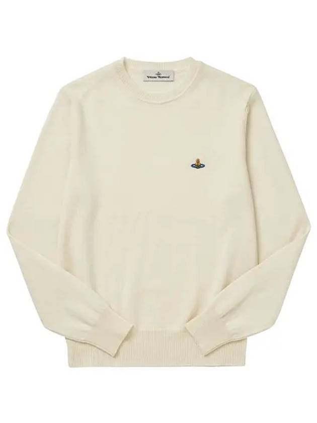 Logo Crew Neck Wool Knit Top Beige - VIVIENNE WESTWOOD - BALAAN.