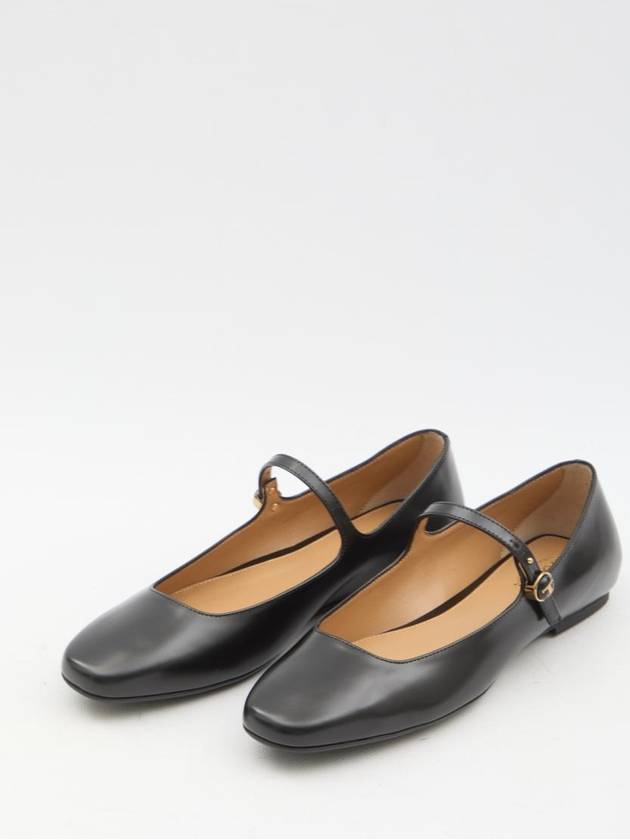 T Logo Mary Jane Flat Black - TOD'S - BALAAN 6