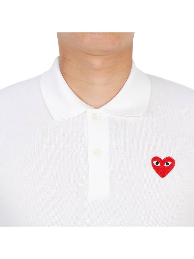 Red Heart Wappen Polo Shirt P1 T006 5 White - COMME DES GARCONS - BALAAN.