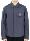 Metropolis Logo Patch Shirt Zip Up Jacket Blue - CP COMPANY - BALAAN 1