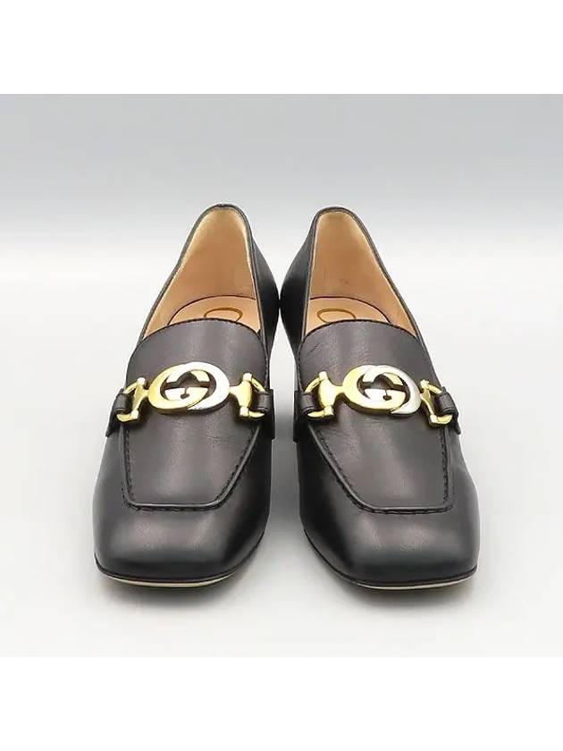 575832 Black Leather Interlocking G Horsebit Mid Heel Women s Shoes - GUCCI - BALAAN 2