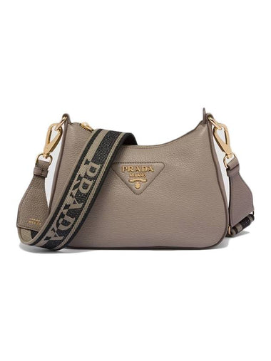 Vitello Dino Leather Shoulder Bag Clay Grey - PRADA - BALAAN 1