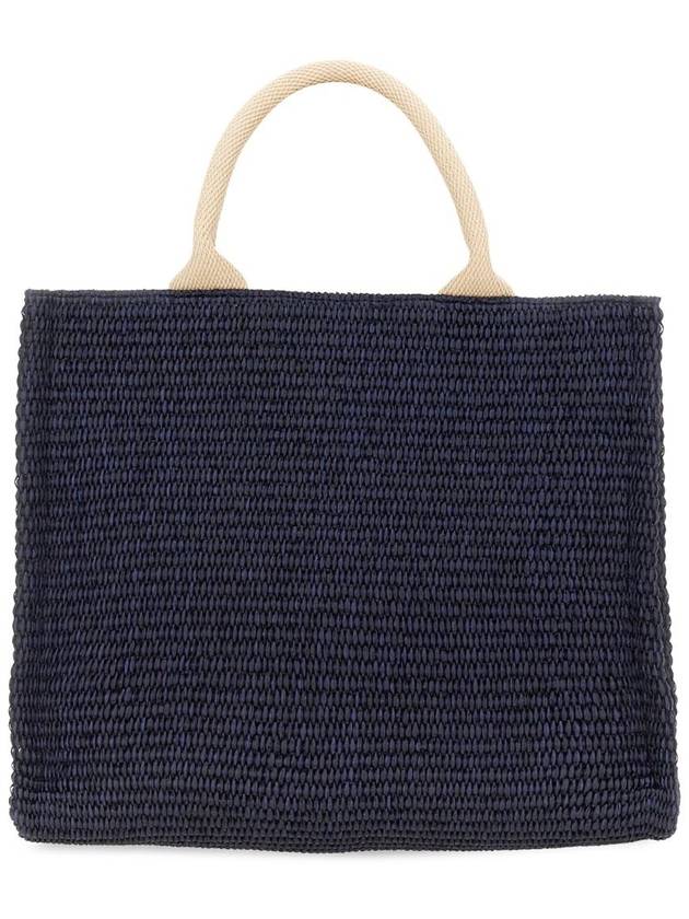 Small Raffia East West Tote Bag Navy - MARNI - BALAAN 3