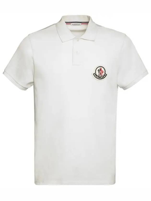 Felt Symbol Logo Cotton Polo Pique Shirt Cream 8A71100 84556 004 - MONCLER - BALAAN 1