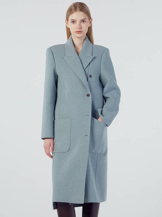 Breasted Handmade Long Double Coat Light Blue - REAL ME ANOTHER ME - BALAAN 2