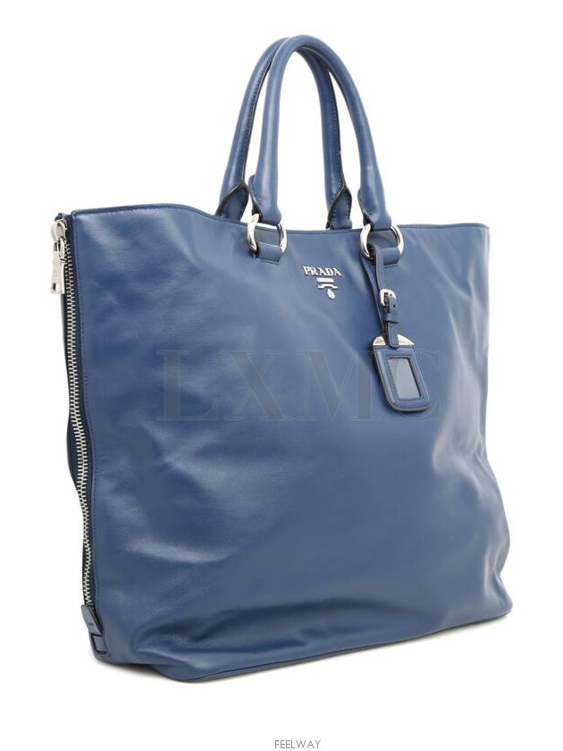 BN2477 Vitello Caprede Blue Zipper Shoulder Tote Bag 3 WAY - PRADA - BALAAN 4