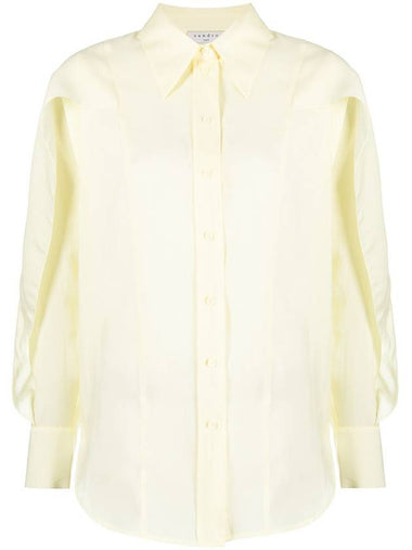 Women's Ruffle Cape Pattern Oversized Shirt Yellow - SANDRO - BALAAN 1