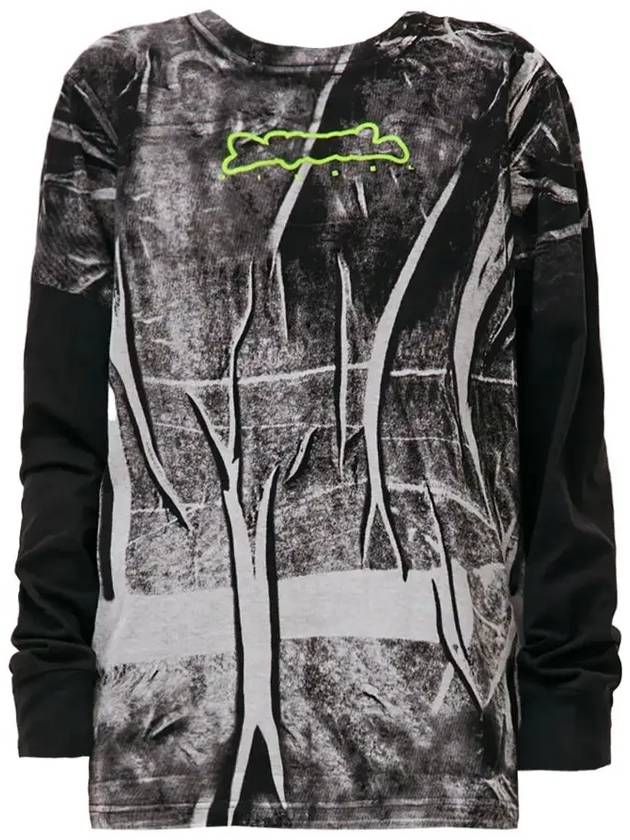 T-Just-Ls-N Crease Effect Print Long Sleeve T-Shirt Black White - DIESEL - BALAAN 3