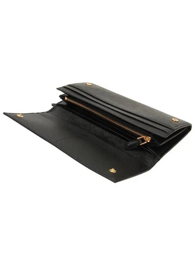 Saffiano Triangular Logo Flap Long Wallet Black - PRADA - BALAAN 5