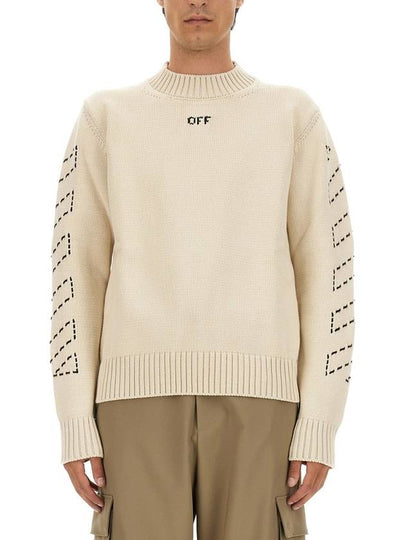 sweater OMHE172F23KNI001 6110 BEIGE - OFF WHITE - BALAAN 2