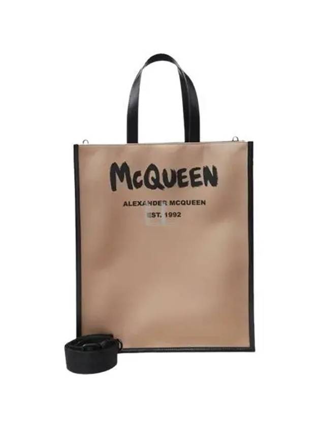 Graffiti Edge Tote Bag Black Beige - ALEXANDER MCQUEEN - BALAAN 2