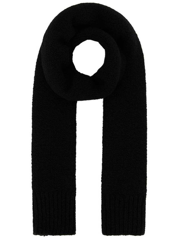 Irregular Texture Wool Knit Scarf Black - JIL SANDER - BALAAN 2