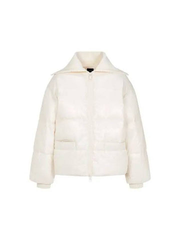 Women s ribbed big collar zip up padded jacket cream 270088 - ARMANI EXCHANGE - BALAAN 1