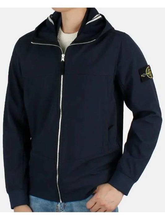 Soft Shell Brushed Lining Zip Up Hoodie Navy - STONE ISLAND - BALAAN 2