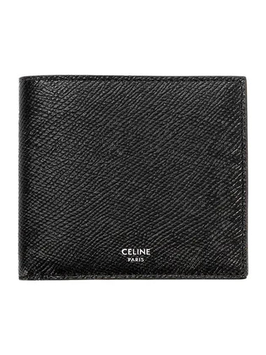 Celine Logo Leather Half Wallet Black - CELINE - BALAAN 1