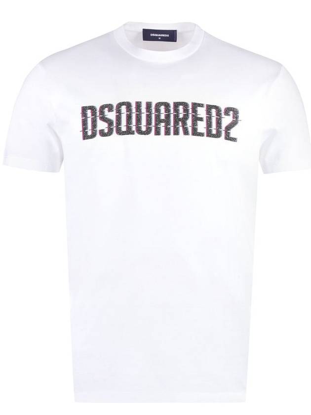 Logo Print Short Sleeve T Shirt White - DSQUARED2 - BALAAN 2