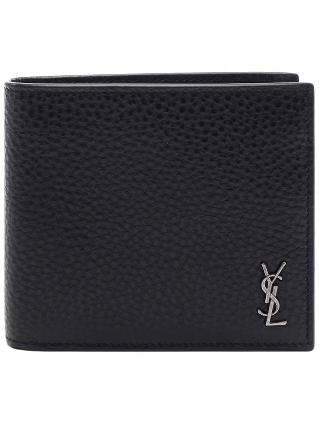 Tiny Cassandre East West Leather Half Wallet Black - SAINT LAURENT - BALAAN 3