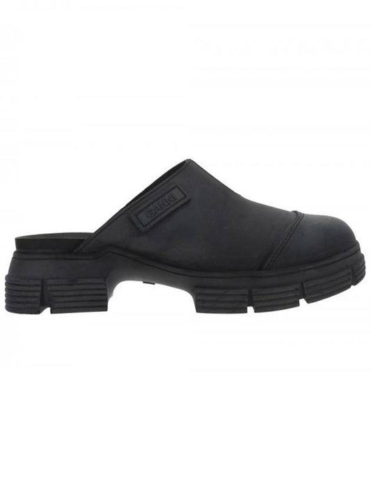 Logo Patch Rubber Mule Black - GANNI - 1