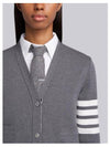 Milano Stitch 4 Bar Classic V Neck Fine Merino Wool Cardigan Medium Grey - THOM BROWNE - BALAAN 6