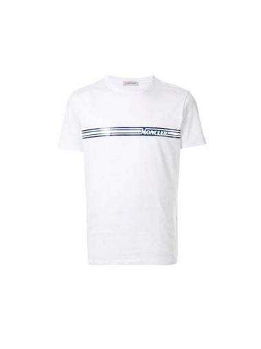 Men's Striped Logo Short Sleeve T-Shirt White - MONCLER - BALAAN 1