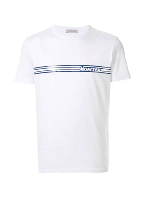 Men's Striped Logo Short Sleeve T-Shirt White - MONCLER - BALAAN.