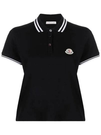 Women s Logo Patch Polo Short Sleeve T Shirt Black 8A00009 84720 999 - MONCLER - BALAAN 2