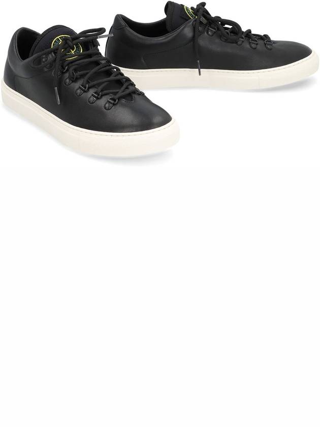 S0101 Logo Lace-Up Leather Low Top Sneakers Black - STONE ISLAND - BALAAN 4