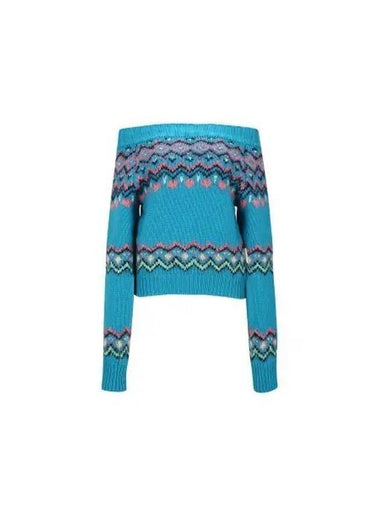 Taco Nordic Off Shoulder Knit Top Blue - ANDERSSON BELL - BALAAN 1