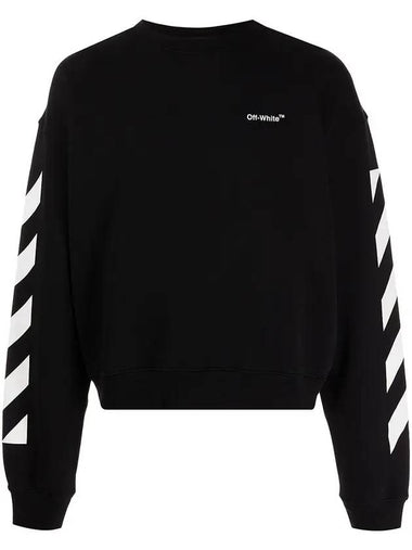 Diag Helvetica Over Brushed Long Sleeve Sweatshirt Black - OFF WHITE - BALAAN 1