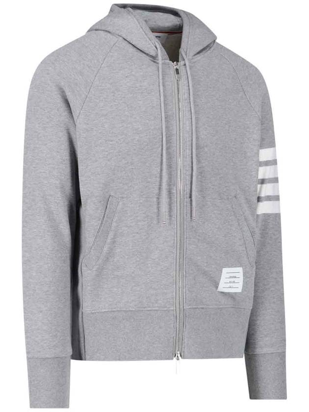 Engineered 4 Bar Diagonal Zip Up Hoodie Light Grey - THOM BROWNE - BALAAN 3