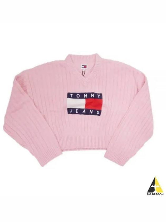 Tommy Hilfiger JEANS V NECK CENTER FLAG SWEATER DW18528 THA knit - TOMMY HILFIGER - BALAAN 1