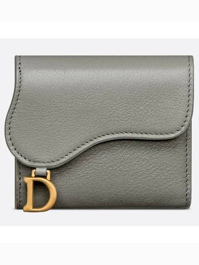 Saddle Lotus Goatskin Half Wallet Grey - DIOR - BALAAN 2