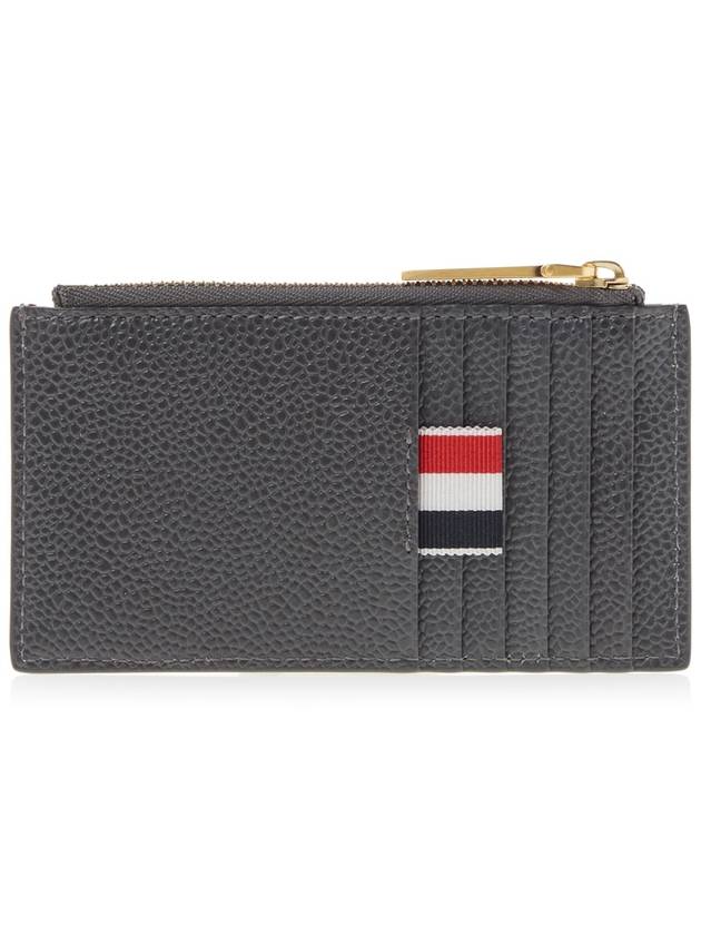 Paper Label Zipper Card Wallet Grey - THOM BROWNE - BALAAN 4